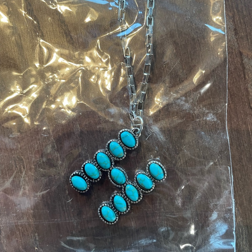 Turquoise letter H necklace
